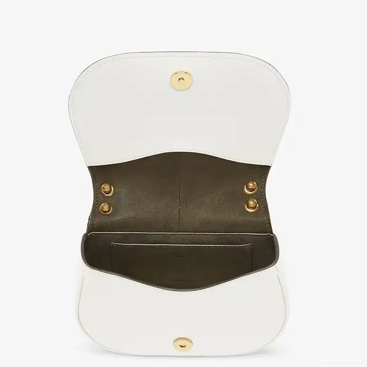 Affordable Fendi Mini In C'mon Bag Calf White Leather 0602